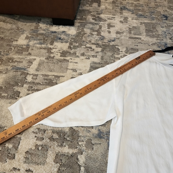 NWT Vince Rib Trim White Long Sleeve Top Triacetate women's size 3X - Picture 13 of 16